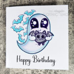 Snuggle Ghost with Baby Bat Gothic Greetings Card