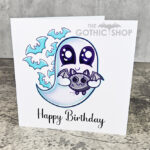 Snuggle Ghost with Baby Bat Gothic Greetings Card
