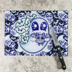 Snuggle Ghost with Baby Bat Gothic Print Glass Chopping Board