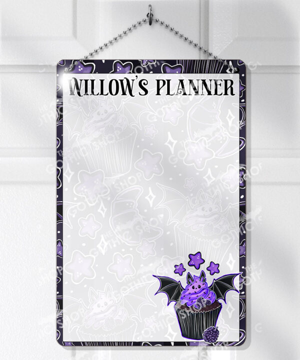 purple berry bat cupcakes gothic planner whiteboard metal sign