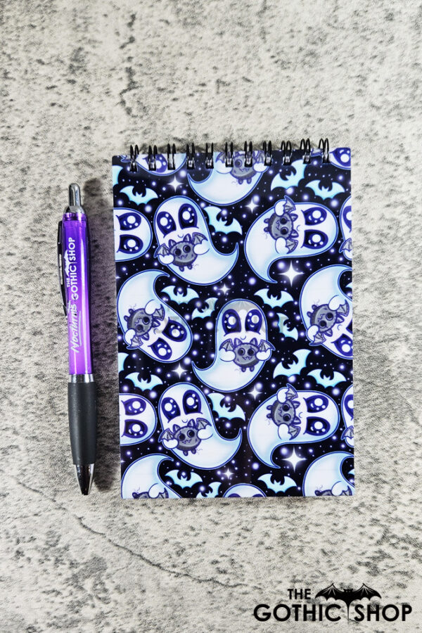 Snuggle Ghost with Baby Bat A6 Notepad