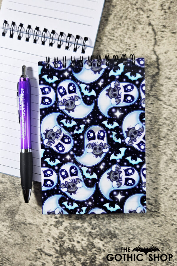 Snuggle Ghost with Baby Bat A6 Notepad
