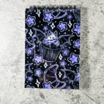 Purple Berry Bat Cupcakes & Croissants A6 Gothic Notepad
