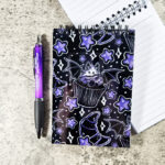 Purple Berry Bat Cupcakes & Croissants A6 Gothic Notepad