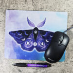 Deathmoth Purple Skull Moth Gothic Print Mouse Mat