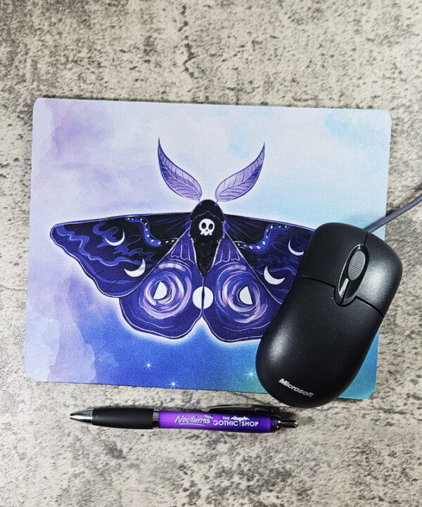Deathmoth Purple Skull Moth Gothic Print Mouse Mat