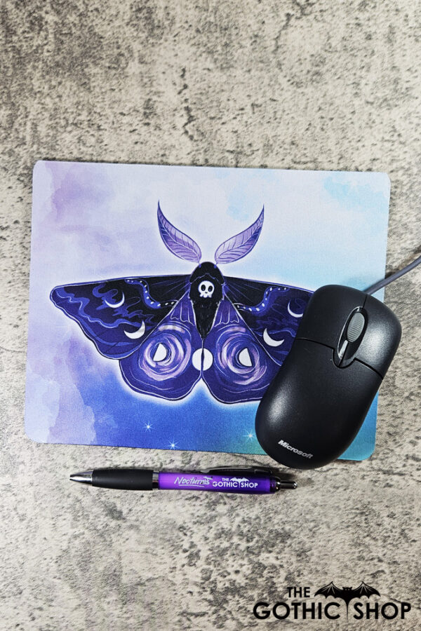 Deathmoth Purple Skull Moth Gothic Print Mouse Mat
