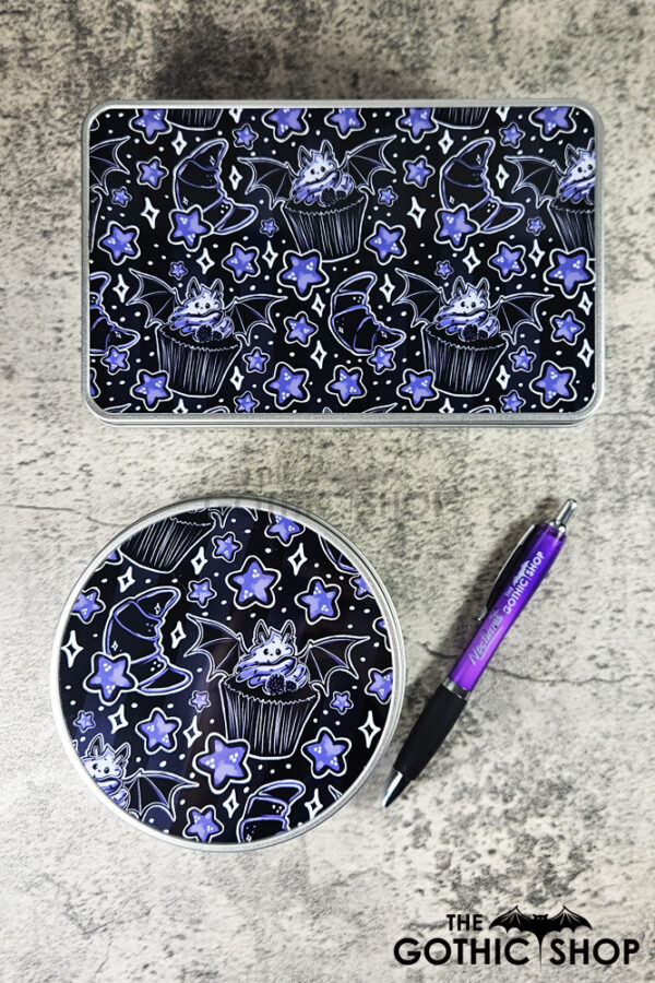 Purple Berry Bat Cupcakes Gothic Keepsake Tins