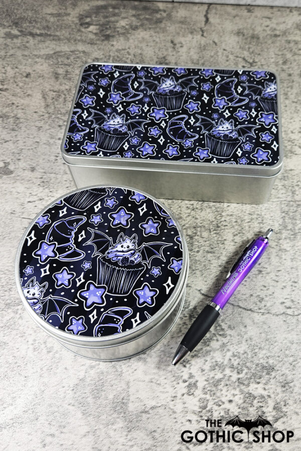 Purple Berry Bat Cupcakes Gothic Keepsake Tins