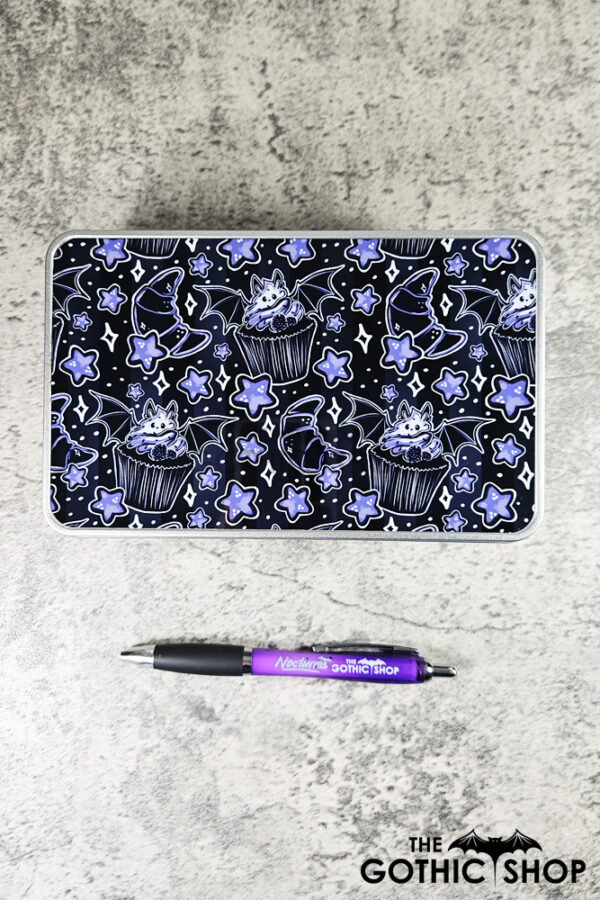Purple Berry Bat Cupcakes Gothic Keepsake Rectangular Tin