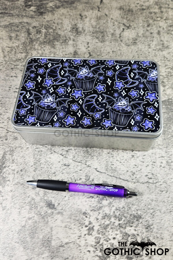 Purple Berry Bat Cupcakes Gothic Keepsake Rectangular Tin