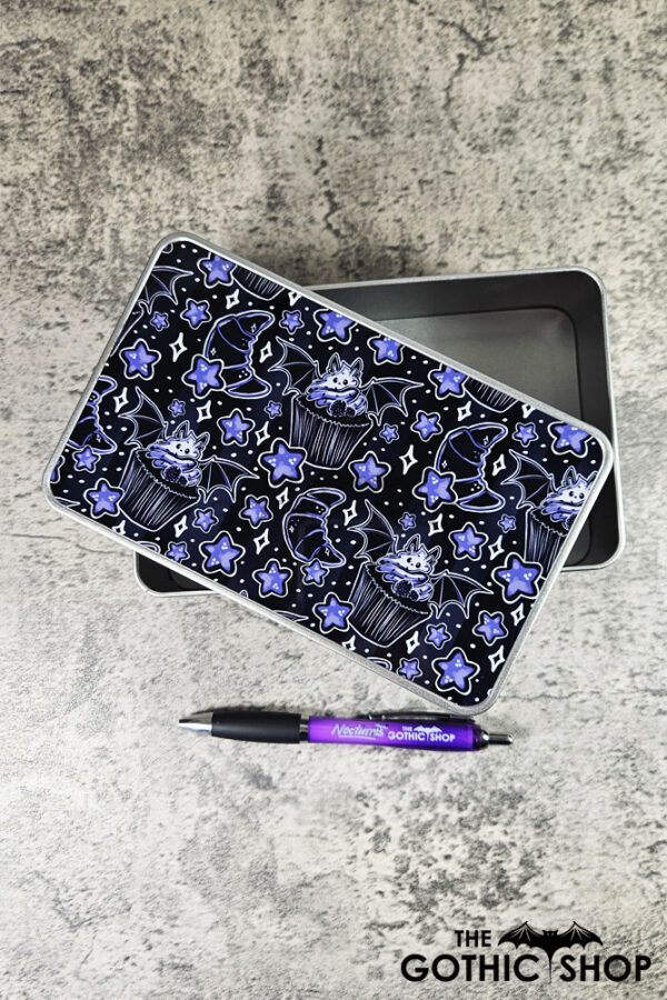 Purple Berry Bat Cupcakes Gothic Keepsake Rectangular Tin