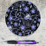 Purple Berry Bat Cupcakes Croissants & Stars Keepsake Round Tin