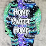 Home Sweet Home Cakes Skull Shaped Metal Sign