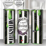 strange unusual green slime, roses & stripe gothic print 20oz straight tumbler
