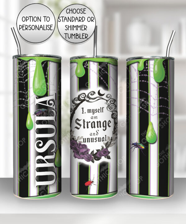 strange unusual green slime, roses & stripe gothic print 20oz straight tumbler