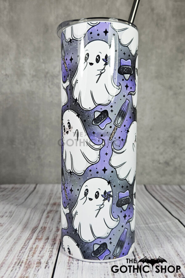 popsicle ghosties grey & purple gothic 20oz straight tumbler