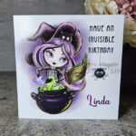 Personalised Whimsical Witch & Cauldron Birthday Halloween Greetings Card