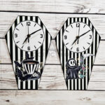 Gothic Tea Party & Butterflies Coffin Shaped Metal Gothic Clocks
