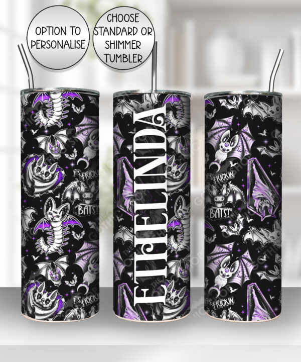 frickin bats purple gothic 20oz straight tumbler with option to personalise