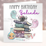 Personalised Spooky Books Gothic Birthday Halloween Greetings Card