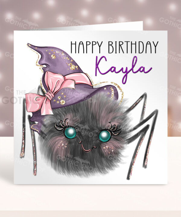 Personalised Witchy Spider Gothic Birthday Halloween Greetings Card