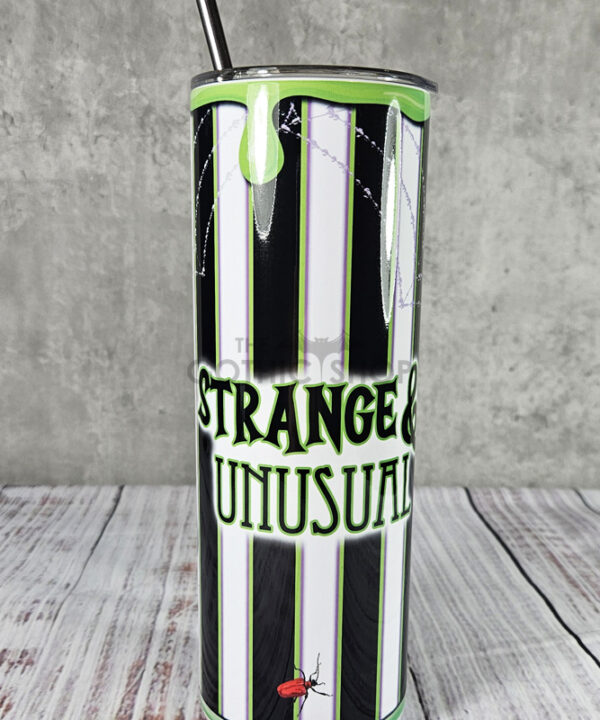 Strange & Unusual Green Slime & Stripe Gothic Print Tumbler
