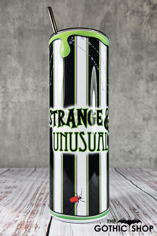 Strange & Unusual Green Slime & Stripe Gothic Print Tumbler