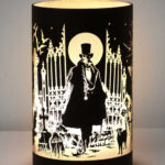 Count Magistus Vampire Etched Black Glass Light Lantern by Alchemy Gothic