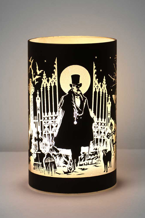 Count Magistus Vampire Etched Black Glass Light Lantern by Alchemy Gothic