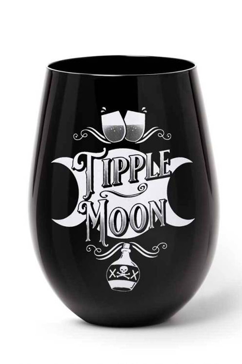 Tipple Moon Stemless Black Glass by Alchemy Gothic