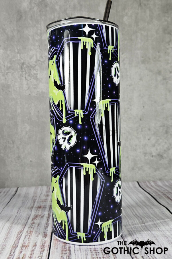 Juice Green Beetle Slime Stripe Coffins Gothic Print Tumbler