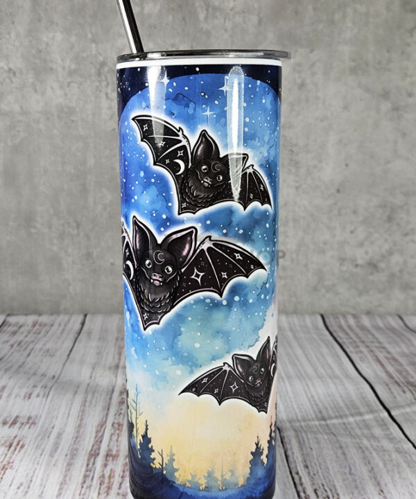 Cosmic Bat Trio Blue Sky Gothic Print Tumbler
