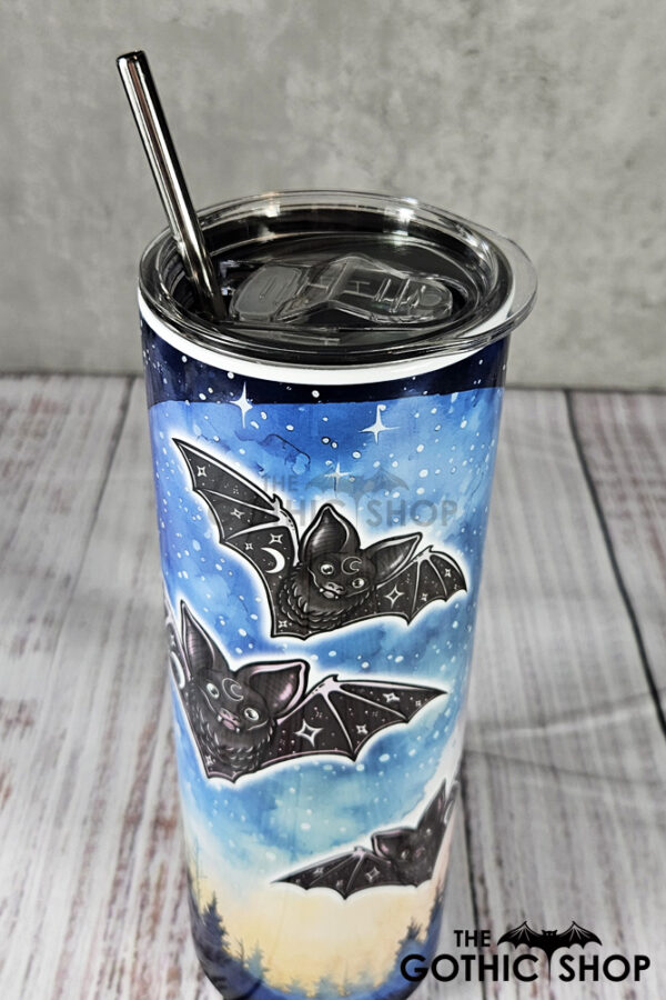 Cosmic Bat Trio Blue Sky Gothic Print Tumbler