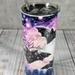 Cosmic Bat Trio Pink Sky Gothic Print Tumbler