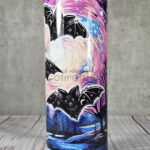 Cosmic Bat Trio Pink Sky Gothic Print Tumbler