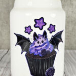Purple Berry Bat Cupcake Small Cookie Jar Tea Container
