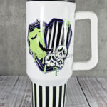 Beetle Juice Green Slime Stripe Coffin Gothic Print Large 40oz Tumbler