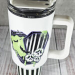 Beetle Juice Green Slime Stripe Coffin Gothic Print Large 40oz Tumbler