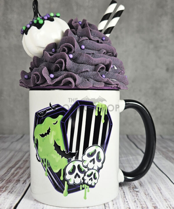Juice Green Slime Stripe Coffins Gothic Ceramic Mug