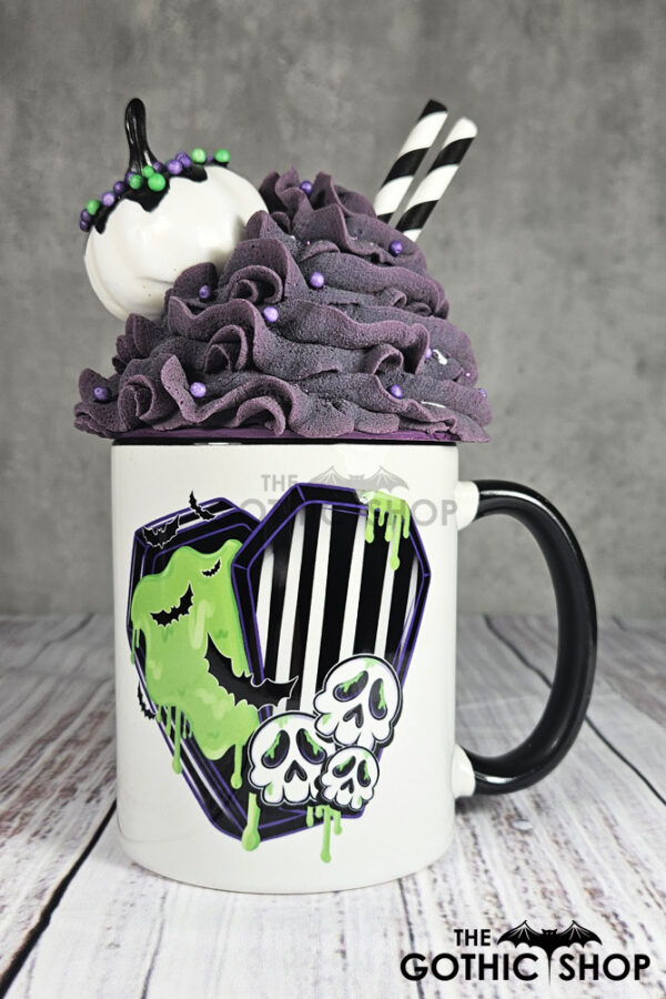 Juice Green Slime Stripe Coffins Gothic Ceramic Mug