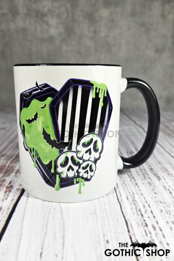Juice Green Slime Stripe Coffins Gothic Ceramic Mug