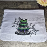 Skull Tiered Cake Gothic Print Waffle Tea Towel