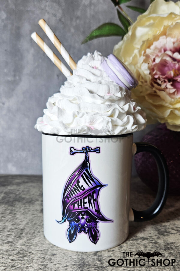 Hang In There Purple Bat Gothic Ceramic Mug