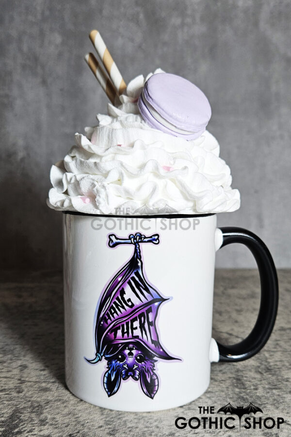 Hang In There Purple Bat Gothic Ceramic Mug