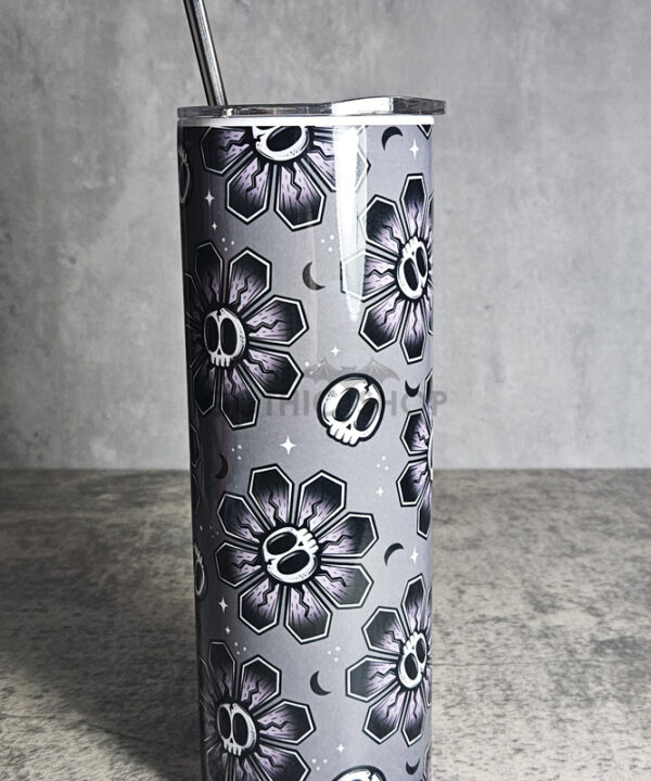 Deadly Botanica Skull Flowers Gothic Halloween Tumbler