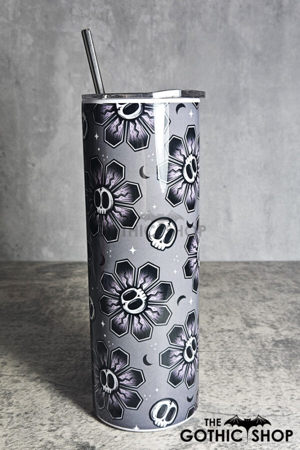 Deadly Botanica Skull Flowers Gothic Halloween Tumbler