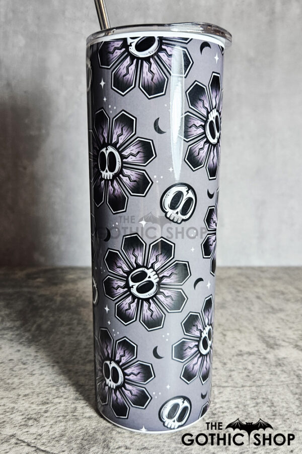 Deadly Botanica Skull Flowers Gothic Halloween Tumbler