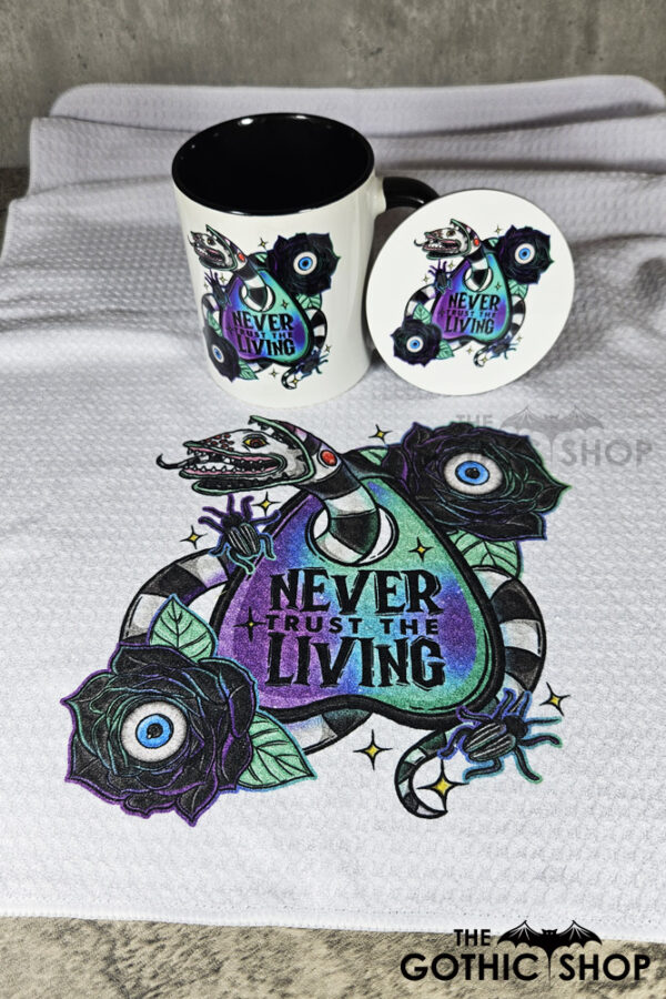 Never Trust The Living Sandworm & Planchette Gothic Waffle Tea Towel