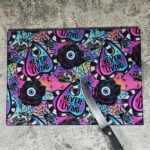 Never Trust The Living Sandworm & Planchette Gothic Glass Chopping Board